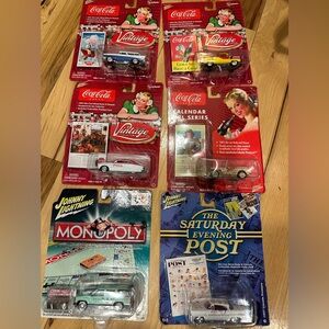 Vintage Johnny Lightning Coca-Cola, Saturday Evening Post and Monopoly NWT